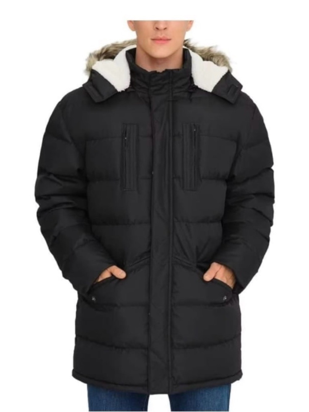Men's Black Puffer Parka Jacket